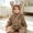 Khaki, variant on Bear Hooded Button-Front Fleece Romper for Baby Girls Boys 3D Bear Face Footless Warm Snap Jumpsuit for Baby Girls Boys Fall Winter Snuggling Soft Plush Warm