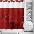 thumbnail image 4 of No Hook Shower Curtain with Built-in Rings - Red WatercolorTextured Washable Waterproof Fabric Bathroom Curtains for Hotel,Rentals, 66 X 72 Inch Long , Abstract Gold Fluid Line Minimalist, 4 of 9