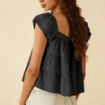 thumbnail image 6 of UAMVSH Women's Peplum Crop Top Ruffle Cap Sleeve Babydoll Blouses Casual Backless Square Neck T Shirt Going Out Outfits, 6 of 6