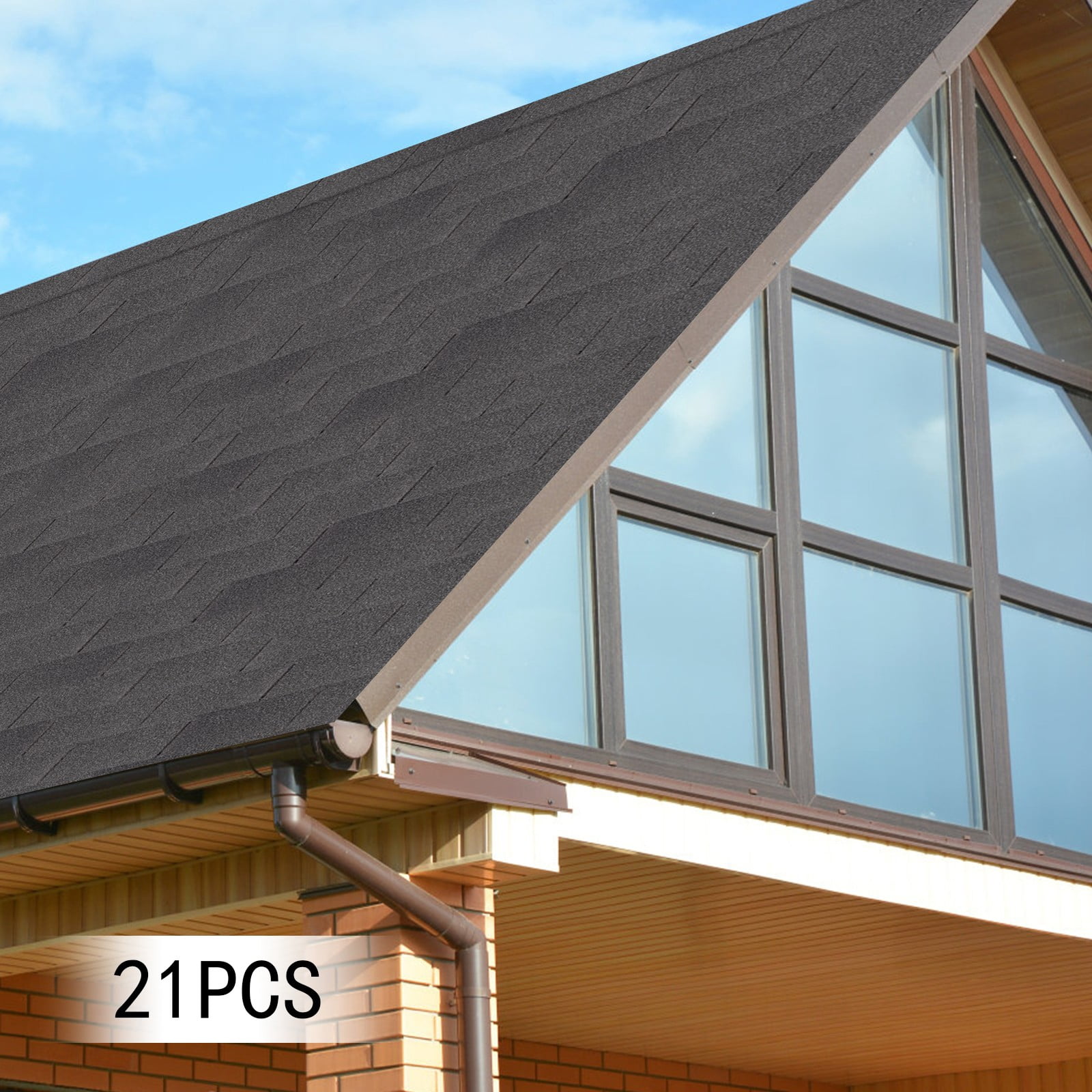 Roofing Shingles, Asphalt Shingles Roof Tiles, 21 PCs Asphalt Roof Shingles for Roof Tiles of Villas, Row Houses, Light Steel Roofs, Flat Roofs (39.37*13.11in)