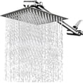 thumbnail image 1 of Cabeza de Ducha de Lluvia de Alta Presión, Regadera Cuadrado de Acero Inoxidable con 27 cm Brazo de Ducha Ajustable, 1 of 7