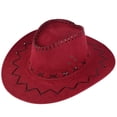 thumbnail image 2 of XIAOCHA Mens Fine‑Straw‑Weave Cowboy Hat Solid Sun‑Protection Cowgirl Hat,Wine, 2 of 2