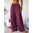 thumbnail image 5 of Women'S Loose Fit Solid Color Elastic Waist Pocket Straight Leg Casual Pants XXXL, 5 of 8
