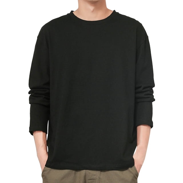 Sudadera de cuello redondo con forro polar para hombre: manga larga, corte ajustado, poliéster y spandex, tallas L-XXXXXL