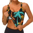 thumbnail image 4 of Vsdgher Palm Trees Print Women Sleeveless Athletic Tank Top Built-in Bra Camisole Sports Vest for Yoga Running Fitness Exercise with Removable Pads, 4 of 8