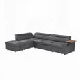thumbnail image 3 of Modern Grey Fabric Sectional Sofa with Storage Ottoman (220×80×75cm), 3 of 12