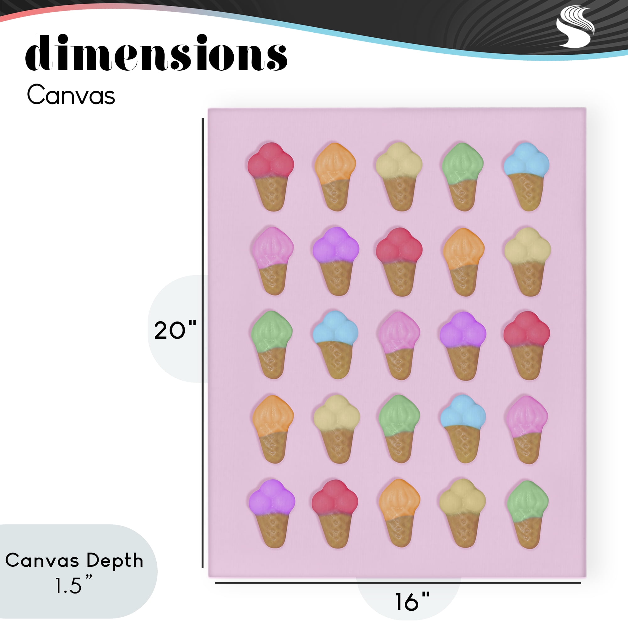 Stupell Industries Ice Cream Shaped Candies Canvas Wall Art, design by LISH Creative