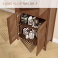 thumbnail image 6 of 69" Tall Farmhouse Storage Cabinet with Drawer & Adjustable Shelves, Grille Door Organizer Unit, Anti-Tip Design for Bathroom, Kitchen, Living Room, Rustic Brown, 6 of 8