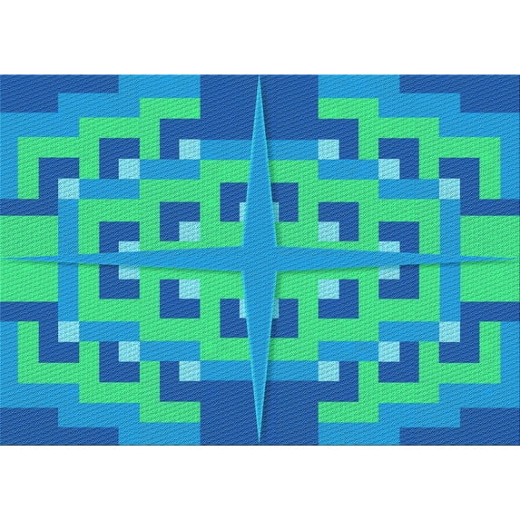 Ahgly Company Indoor Rectangle Patterned Blue Dress Blue Area Rugs, 5' x 8'