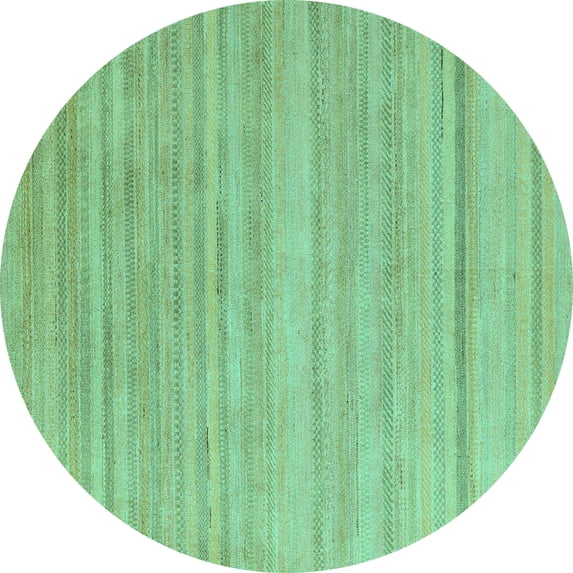 Ahgly Company Indoor Round Solid Turquoise Blue Modern Area Rugs, 3' Round
