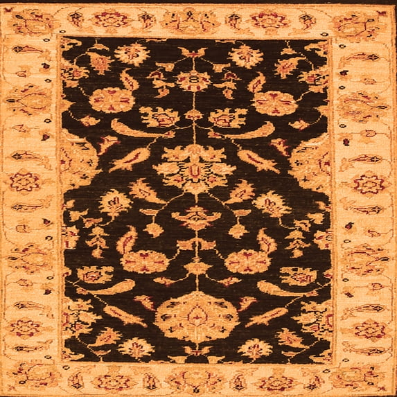 Ahgly Company Indoor Square Persian Orange Traditional Area Rugs, 7' Square