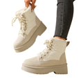 thumbnail image 6 of HTHLVMD Women Snow Boots, Warm Faux Fur Lined Boots, Women's Winter Snow Boots Lace Up Waterproof Warm Faux Fur Lined Booties Quilted Puffer Thick Sole Outdoor Walking Shoes, Beige 5.5, 6 of 6
