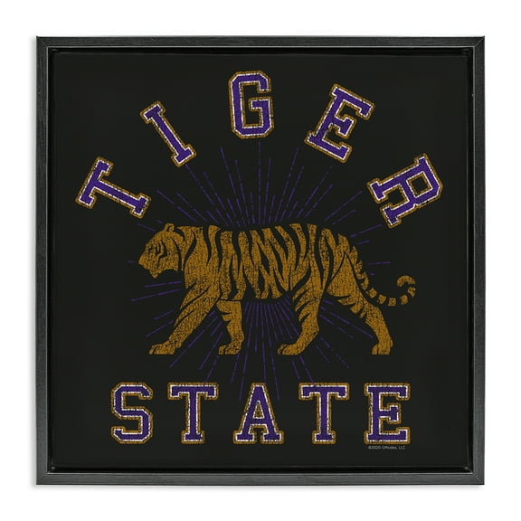 Stupell Industries Vintage Tiger State Novelty & Humor Painting Black Floater Framed Canvas Art Print Wall Art, 18 x 18