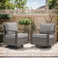 thumbnail image 7 of POCASSY Patio Swivel Chairs Set of 2, Outdoor Rocking Chairs with Wood Grain Finish Square Armrest All Weather Wicker Glider Rocking Patio Chairs for Porch Deck Balcony, Gray/Gray, 7 of 7
