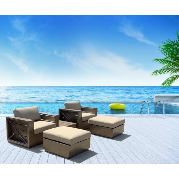 Modern Rustic 5 piece Outdoor Club Chair Set