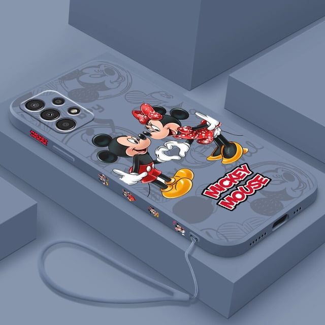 Disney-funda de Mickey Mouse para móvil, carcasa líquida de cuerda izquierda para Samsung A73, A72, A54, A53, A52, A42, A34, A33, A32, A23, A22, A14, A13, A12 Fivean unisex