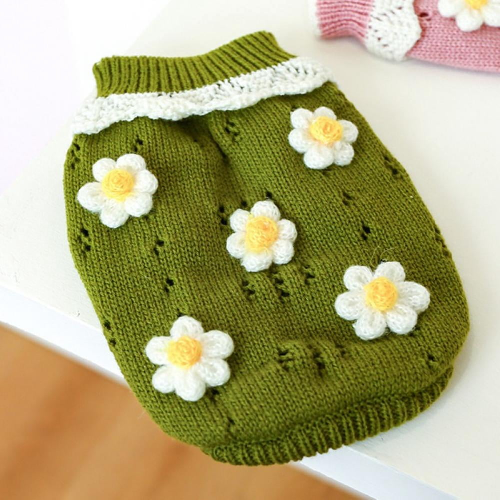 Small Dog Sweater Warm Pet Sweater Cute Knitted Flowers Blossoming Dog Sweaters For Small Dogs Girls Boys, Cat Sweater Dog Sweatshirt Clothes Coat Apparel For Small Dog Puppy Kitten Cat