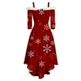 thumbnail image 5 of Women Christmas Outfit Elegant Holiday Party Dress For Festive Dinner Evening Gala Celebration Comfortable Flowy Design Red M, 5 of 5