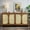 Walnut, variant on Rattan Sideboard Buffet Cabinet with Storage, Wooden Cabinet with 4 Doors, Kitchen Console Table