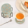 thumbnail image 5 of Haosy Set of 6 Drink Woven Coaster with Holder Heat Resistant Non-Slip Bar Coasters 4 Inches Cute Little Baseballs, 5 of 7