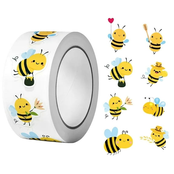 500PCS Bee Stickers Roll - Cute Honeybee Reward Stickers for Kids, Waterproof Small Bee Stickers for Classroom, Party Favors, Envelopes & Scrapbooking, Fun Decorative Sticker Set