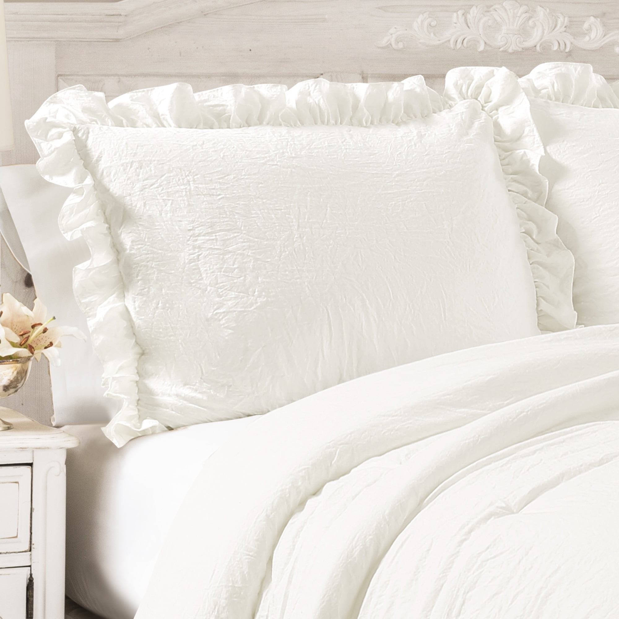 Lush Decor Reyna Textured Ruffle Detail Comforter, Full/Queen