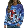 thumbnail image 1 of Chandail en Molleton d'Hiver pour Femmes Pull Imprimé Xmas Mi-Longueur Blouse Ample à Capuche Mode Pull de Noël Hoilidy Extérieur Chaud Col Rond Cardigan, 1 of 7