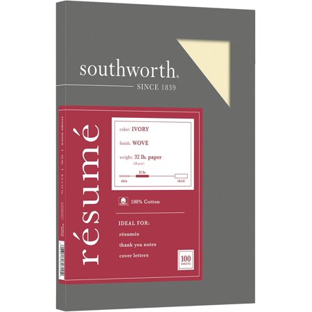 Resume 100% Cotton Ivory Paper - 8 1/2 x 11 in 32 lb Wove 100% Cotton 100 per Package