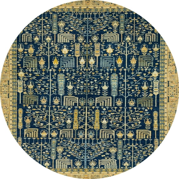 Ahgly Company Indoor Round Abstract Copper Green Abstract Area Rugs, 5' Round
