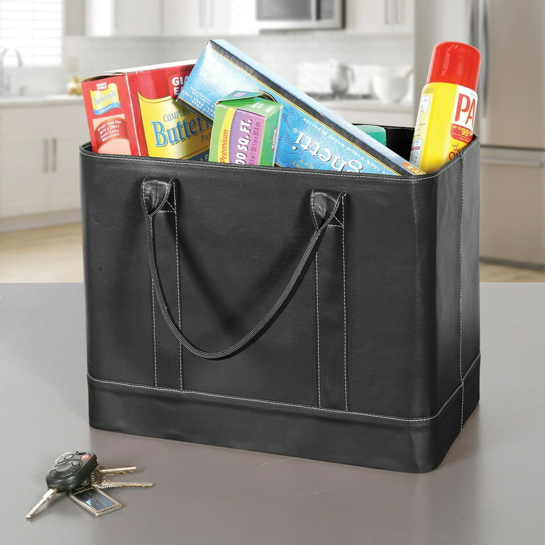 Home District Chic File Organizer Tote - Important Document Bag, Portable File Box with Handle, Black, Size: 14
