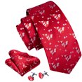 thumbnail image 3 of Barry.Wang Man Tie Set Christmas Necktie Silk Woven Handkerchief Cufflinks Party Xmas Festival, 3 of 3