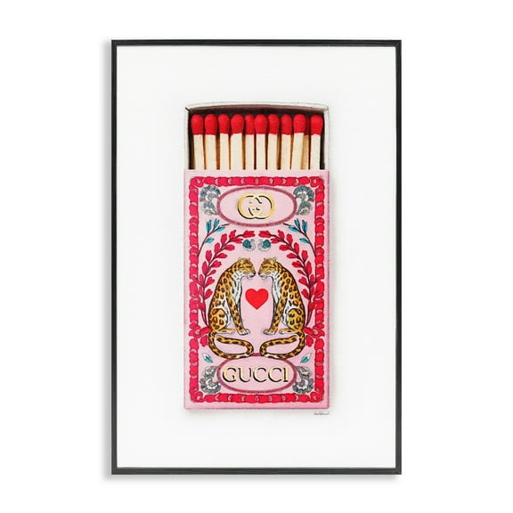 Stupell Industries Fashion Brand Patterned Matches Fashion Painting Black Framed Art Print Wall Art, 12 x 18