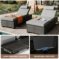 thumbnail image 6 of Garvee 78" Outdoor PE Wicker Chaise Lounge Chairs Set of 2, Adjustable Reclining Pool Lounge Chairs with Cushions & Foldable Tabletop, Brown Rattan Patio Sun Loungers for Garden, Backyard, Beach,Grey, 6 of 7