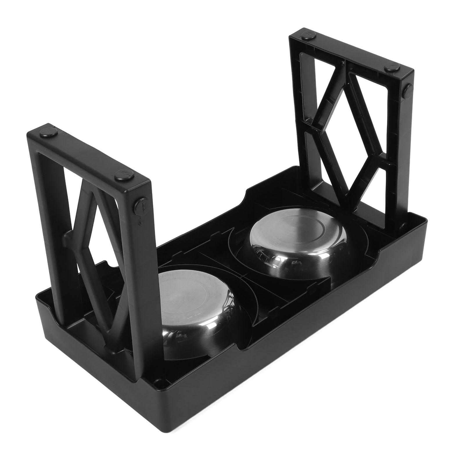 Nieyigj Premium Elevated Dog Bowls Prevent Slip Height Adjustable Raised Dog Bowl Stand with 2 Removable Stainless Steel Food Bowls for Dogs Cats, 19.68 inches / 50 cm Black