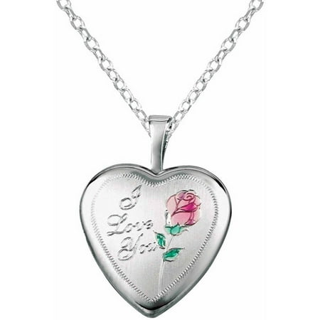 locket heart silver shaped rose