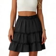 thumbnail image 3 of Women's Bohemian Skirt with Built-in Shorts, Tiered Ruffle Flowy Mini Skirt, Casual Beach Skirt for Vacation, Summer and Festival,Black,L, 3 of 6