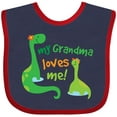 thumbnail image 3 of Inktastic Grandma Loves Me Grandchild Dinosaur Boys Baby Bib, 3 of 4