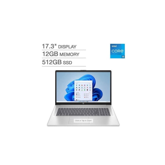 (Open Box) HP Laptop Intel Core i5-1335U 3.40 GHz 12 GB Memory 512 GB SSD Intel Iris Xe Graphics 17.3" Windows 11 Home 64-bit 17-CN3053CL