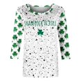 thumbnail image 4 of Meichang Hauts et Blouses à Manches 3/4 pour Femmes en Solde, T-Shirts de la Saint-Patrick Vert Trèfle à Quatre Feuilles T-Shirts Graphiques Col Rond Coupe Ample, 4 of 4
