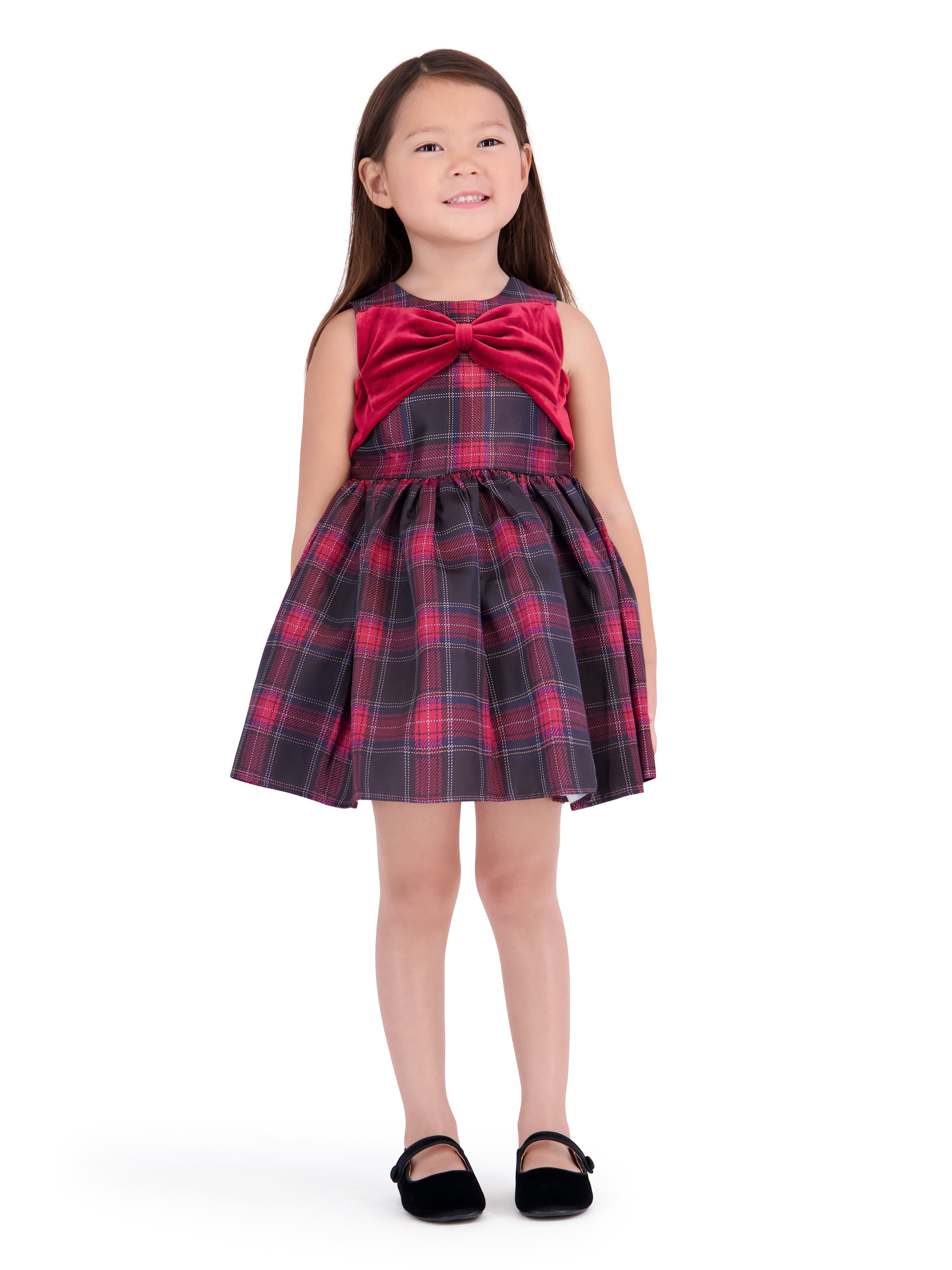 Kensie Toddler Girl Sleeveless Plaid Dress and Velvet Coat Set, Sizes 12 Months-3T