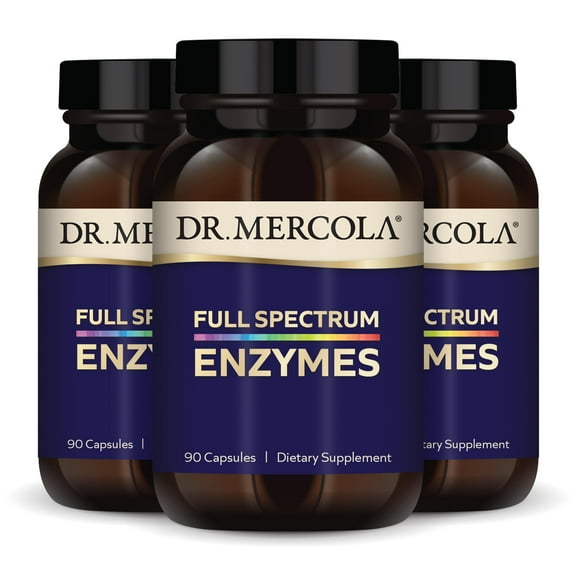 Dr. Mercola, Full Spectrum Enzymes Dietary Supplement, 270 Servings, 3-Pack (270 Capsules), Digestive Support, Non GMO, Soy Free, Gluten Free