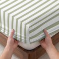 thumbnail image 3 of Twin XL Size Fitted Sheet Set - Sage Green Vertical Striped 2 Piece Bedding Sets 16" Deep Pocket Fitted Sheet with 1 Pillowcases, Farmhouse Thin Line Stripes Brushed Microfiber Hotel Bed Sheets, 3 of 9