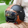 thumbnail image 2 of Cascos ligeros vintage abiertos 3/4 para motocicletas, cascos jet para adultos, cascos para motocicleta con certificación DOT para hombres y mujeres, 2 of 5