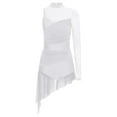 thumbnail image 7 of iiniim Women's Lyrical Dance Costume Rhinestone Asymmetrical Skirted Leotard Figure Ice Skating Dress White S, 7 of 7