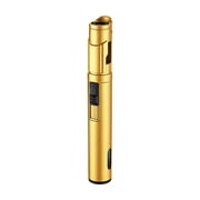Windproof Butane Torch Lighter, Long Pen Shaped Refillable Lighter, Safety Lock Design, Portable Flame Igniter for Candle Lighting Outdoor Camping and Daily Household Use, Gold