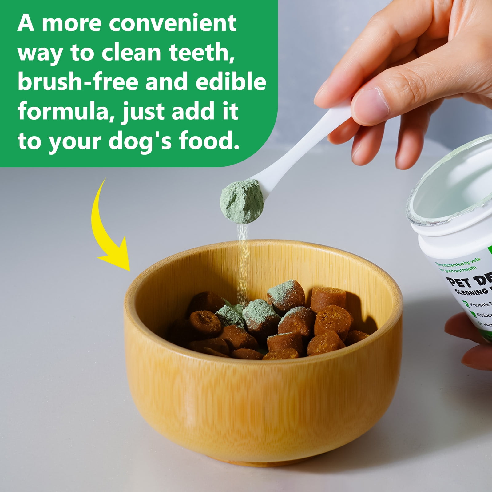 Oimmal Dog Teeth Cleaning Powder, Dog Breath Freshener, Dog Tartar Remover for Teeth with Probiotics, 120g*2 Pack