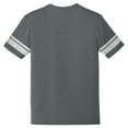 thumbnail image 6 of Yellow Rooster Men's Game T-Shirts with Stripes Printed Sleeves Heathered Charcoal/White XS, 6 of 6