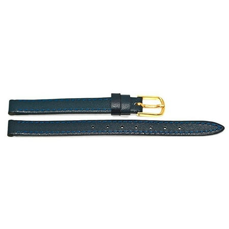 - 8MM NAVY BLUE STITCHED GENUINE CALFSKIN LEATHER WATCH BAND STRAP