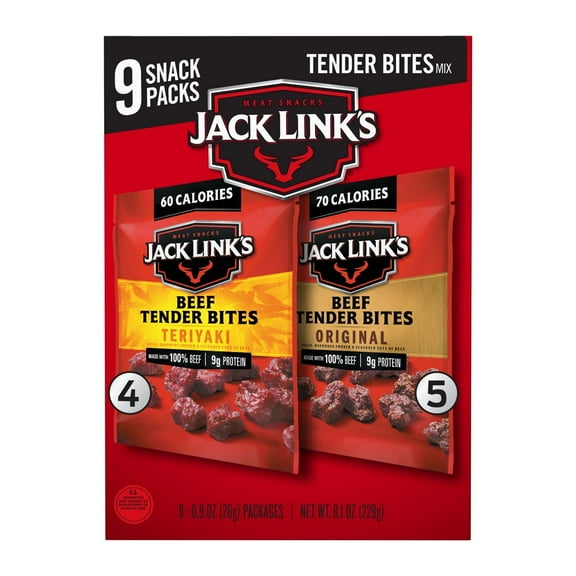 Jack Link's 9g Protein Beef Tender Bites Snack Packs - Original & Teriyaki - 9 ct (Packaging May Vary)