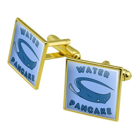 Water Pancake Stingray Funny Humor Square Cufflink Set - Silver or Gold